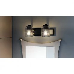 Lansdowne 18.25 in. 2-Light Matte Black Vanity Light by Quoizel -Quoizel Sales matte black quoizel vanity lighting lans8618mbk c3 1000