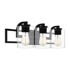 Lansdowne 24 in. 3-Light Matte Black Vanity Light by Quoizel -Quoizel Sales matte black quoizel vanity lighting lans8624mbk 4f 1000