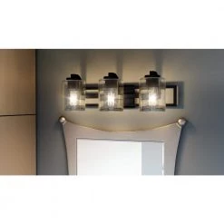 Lansdowne 24 in. 3-Light Matte Black Vanity Light by Quoizel -Quoizel Sales matte black quoizel vanity lighting lans8624mbk c3 1000