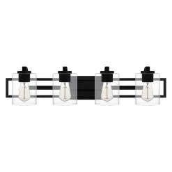 Lansdowne 32 in. 4-Light Matte Black Vanity Light by Quoizel -Quoizel Sales matte black quoizel vanity lighting lans8632mbk 1f 1000