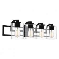 Lansdowne 32 in. 4-Light Matte Black Vanity Light by Quoizel -Quoizel Sales matte black quoizel vanity lighting lans8632mbk 4f 1000