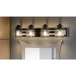 Lansdowne 32 in. 4-Light Matte Black Vanity Light by Quoizel -Quoizel Sales matte black quoizel vanity lighting lans8632mbk c3 1000