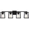 Lodge 33.25 in. 4-Light Matte Black Vanity Light with Clear Seeded Glass by Quoizel 1 Lodge 33.25 in. 4-Light Matte Black Vanity Light with Clear Seeded Glass by Quoizel -Quoizel Sales matte black quoizel vanity lighting ldg8633mbk 64 1000