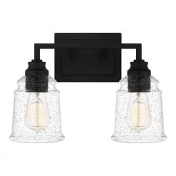 McIntire 14.75 in. 2-Light Matte Black Bath Vanity Light by Quoizel