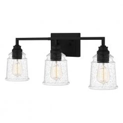 McIntire 24.25 in. 3-Light Matte Black Bath Vanity Light by Quoizel -Quoizel Sales matte black quoizel vanity lighting mci8624mbk c3 1000