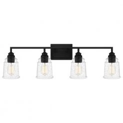 McIntire 33.75 in. 4-Light Matte Black Bath Vanity Light by Quoizel