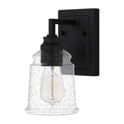 McIntire 1-Light Matte Black Wall Sconce by Quoizel -Quoizel Sales matte black quoizel vanity lighting mci8705mbk 1f 1000