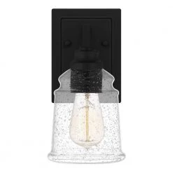 McIntire 1-Light Matte Black Wall Sconce by Quoizel -Quoizel Sales matte black quoizel vanity lighting mci8705mbk 4f 1000