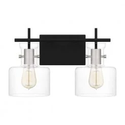 Pensbury 16 in. 2-Light Matte Black Vanity Light by Quoizel -Quoizel Sales matte black quoizel vanity lighting pen8616mbk 4f 1000