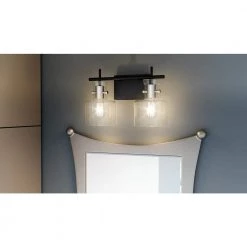 Pensbury 16 in. 2-Light Matte Black Vanity Light by Quoizel -Quoizel Sales matte black quoizel vanity lighting pen8616mbk c3 1000