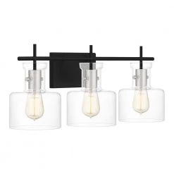 Pensbury 23.5 in. 3-Light Matte Black Vanity Light by Quoizel -Quoizel Sales matte black quoizel vanity lighting pen8622mbk 1f 1000