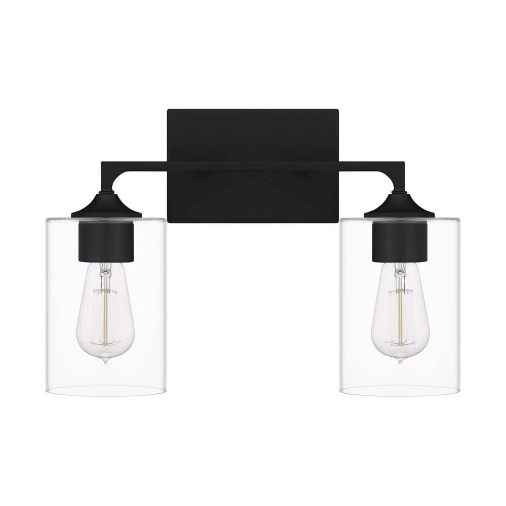 Prescott 16.25 in. 2-Light Matte Black Bath Vanity Light by Quoizel 6 Prescott 16.25 in. 2-Light Matte Black Bath Vanity Light by Quoizel - Image 4