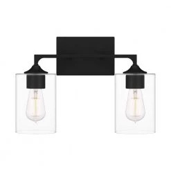 Prescott 16.25 in. 2-Light Matte Black Bath Vanity Light by Quoizel