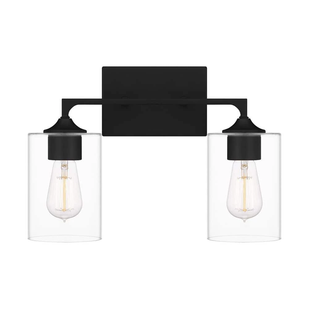 Prescott 16.25 in. 2-Light Matte Black Bath Vanity Light by Quoizel 3 Prescott 16.25 in. 2-Light Matte Black Bath Vanity Light by Quoizel