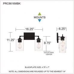 Prescott 16.25 in. 2-Light Matte Black Bath Vanity Light by Quoizel 14 Prescott 16.25 in. 2-Light Matte Black Bath Vanity Light by Quoizel -Quoizel Sales matte black quoizel vanity lighting prc8616mbk 76 1000