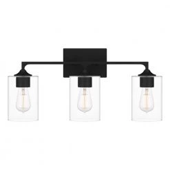Prescott 24 in. 3-Light Matte Black Bath Vanity Light by Quoizel