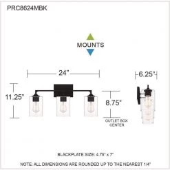 Prescott 24 in. 3-Light Matte Black Bath Vanity Light by Quoizel 16 Prescott 24 in. 3-Light Matte Black Bath Vanity Light by Quoizel -Quoizel Sales matte black quoizel vanity lighting prc8624mbk 76 1000