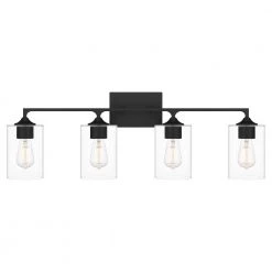 Prescott 33.5 in. 4-Light Matte Black Bath Vanity Light by Quoizel