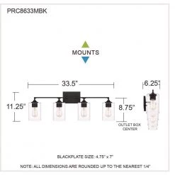 Prescott 33.5 in. 4-Light Matte Black Bath Vanity Light by Quoizel -Quoizel Sales matte black quoizel vanity lighting prc8633mbk 76 1000