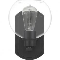 Pruitt 1-Light Matte Black Wall Sconce by Quoizel -Quoizel Sales matte black quoizel vanity lighting pruc8607mbk 4f 1000