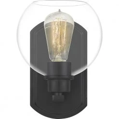 Pruitt 1-Light Matte Black Wall Sconce by Quoizel