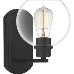 Pruitt 1-Light Matte Black Wall Sconce by Quoizel -Quoizel Sales matte black quoizel vanity lighting pruc8607mbk c3 1000