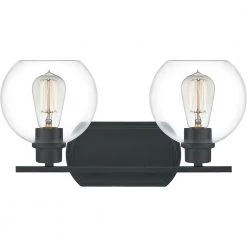 Pruitt 2-Light Matte Black Vanity Light by Quoizel