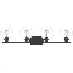 Pruitt 4-Light Matte Black Vanity Light by Quoizel