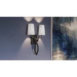 O'Hare 2-Light Matte Black Wall Sconce by Quoizel -Quoizel Sales matte black quoizel vanity lighting qw16130mbk 31 1000