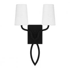 O'Hare 2-Light Matte Black Wall Sconce by Quoizel -Quoizel Sales matte black quoizel vanity lighting qw16130mbk c3 1000