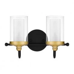 Rowland 15 in. 2-Light Matte Black Vanity Light by Quoizel 14 Rowland 15 in. 2-Light Matte Black Vanity Light by Quoizel -Quoizel Sales matte black quoizel vanity lighting row8615mbk 1f 1000