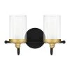 Rowland 15 in. 2-Light Matte Black Vanity Light by Quoizel -Quoizel Sales matte black quoizel vanity lighting row8615mbk 64 1000