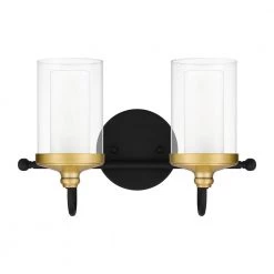 Rowland 15 in. 2-Light Matte Black Vanity Light by Quoizel