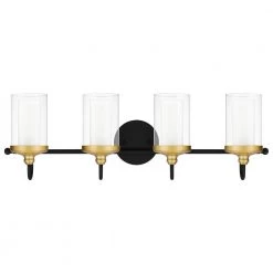 Rowland 30 in. 4-Light Matte Black Vanity Light by Quoizel