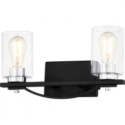 Salem 16 in. 2-Light Matte Black Vanity Light with Clear Glass by Quoizel 11 Salem 16 in. 2-Light Matte Black Vanity Light with Clear Glass by Quoizel -Quoizel Sales matte black quoizel vanity lighting sle8616mbk 1f 1000