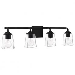 Thoresby 31 in. 4-Light Matte Black Vanity Light by Quoizel -Quoizel Sales matte black quoizel vanity lighting tho8631mbk 1f 1000