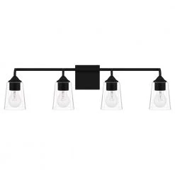 Thoresby 31 in. 4-Light Matte Black Vanity Light by Quoizel -Quoizel Sales matte black quoizel vanity lighting tho8631mbk 4f 1000