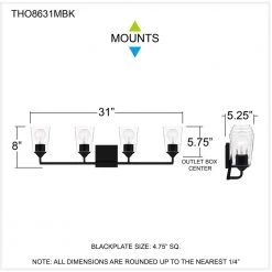 Thoresby 31 in. 4-Light Matte Black Vanity Light by Quoizel -Quoizel Sales matte black quoizel vanity lighting tho8631mbk 66 1000