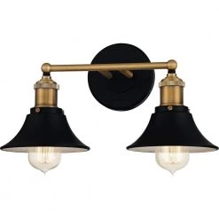 Trafalgar 15.25 in. 2-Light Matte Black Vanity Light by Quoizel -Quoizel Sales matte black quoizel vanity lighting trf8615mbk 1f 1000