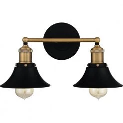 Trafalgar 15.25 in. 2-Light Matte Black Vanity Light by Quoizel -Quoizel Sales matte black quoizel vanity lighting trf8615mbk 4f 1000