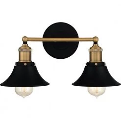 Trafalgar 15.25 in. 2-Light Matte Black Vanity Light by Quoizel
