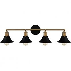 Trafalgar 33 in. 4-Light Matte Black Vanity Light by Quoizel -Quoizel Sales matte black quoizel vanity lighting trf8633mbk 1f 1000