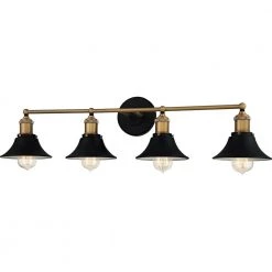 Trafalgar 33 in. 4-Light Matte Black Vanity Light by Quoizel -Quoizel Sales matte black quoizel vanity lighting trf8633mbk 4f 1000
