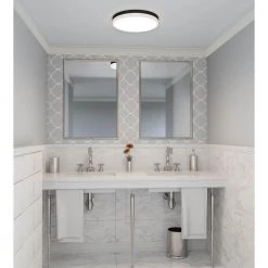 Weldin 15 in. Matte Black White LED Flush Mount by Quoizel -Quoizel Sales matte black white quoizel flush mount lights wln1615mbkw 31 1000