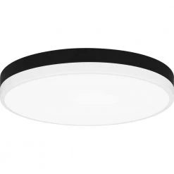 Weldin 15 in. Matte Black White LED Flush Mount by Quoizel