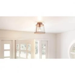 Labrant 10.5 in. 1-Light Matte Rose Gold Semi-Flush Mount by Quoizel -Quoizel Sales matte rose gold quoizel flush mount lights qfl5612mrg 31 1000