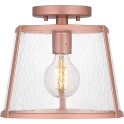 Labrant 10.5 in. 1-Light Matte Rose Gold Semi-Flush Mount by Quoizel -Quoizel Sales matte rose gold quoizel flush mount lights qfl5612mrg 4f 1000