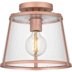 Labrant 10.5 in. 1-Light Matte Rose Gold Semi-Flush Mount by Quoizel