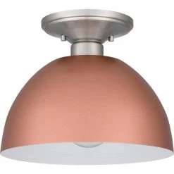 Eason 10 in. 1-Light Matte Rose Gold Semi-Flush Mount by Quoizel -Quoizel Sales matte rose gold quoizel flush mount lights qsf5575mrg 1f 1000
