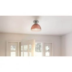 Eason 10 in. 1-Light Matte Rose Gold Semi-Flush Mount by Quoizel -Quoizel Sales matte rose gold quoizel flush mount lights qsf5575mrg 31 1000
